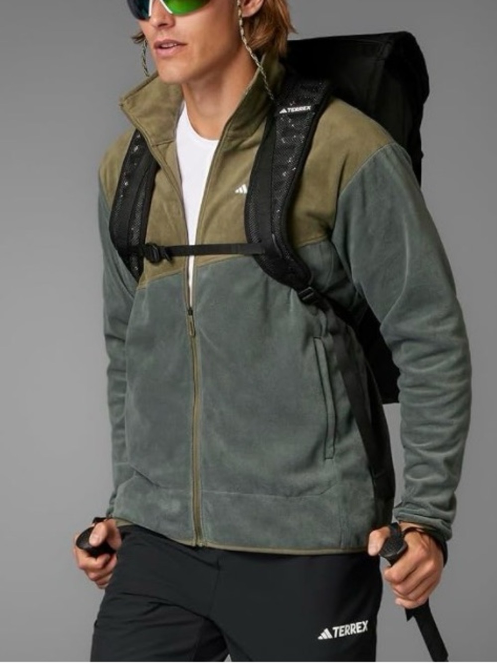 Adidas Mens Terrex Fleece Hiking Zip-Up Jacket Size XL